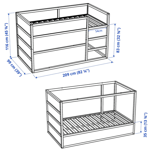 Ikea kura bed size best sale